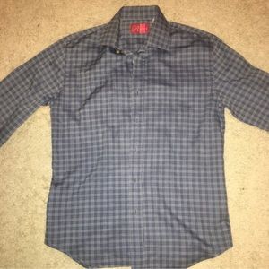 Men's Rufus White | Blue | Black Plaid Long Sleeve Button Down Shirt size medium